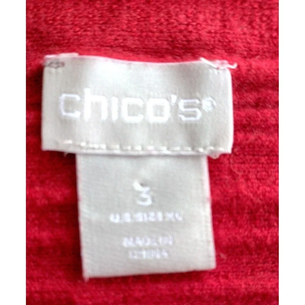 Chico's Red Pullover Sweater Round Neck Long Sleeve Sz 3 - Picture 6 of 7